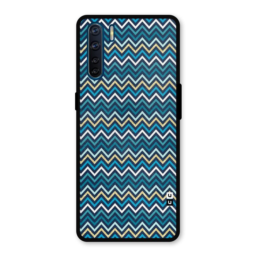 Blue Shades Chevron Pattern Metal Back Case for Oppo F15