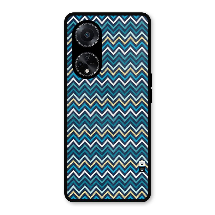 Blue Shades Chevron Pattern Metal Back Case for Oppo F23
