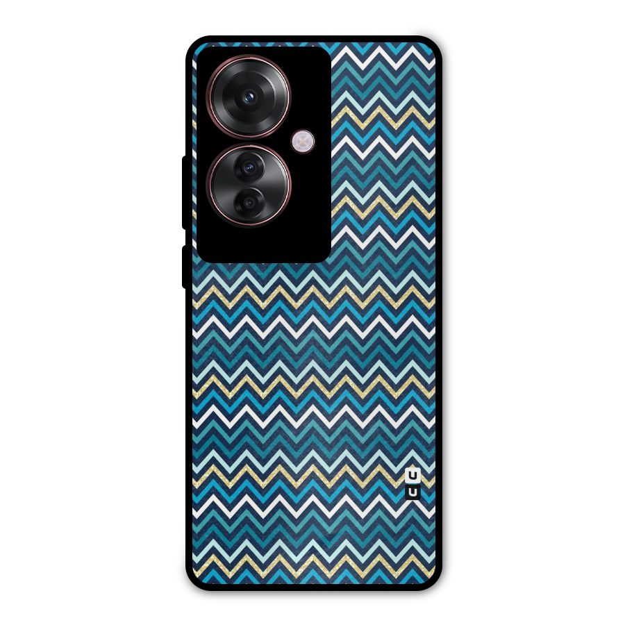 Blue Shades Chevron Pattern Metal Back Case for Oppo F25 Pro