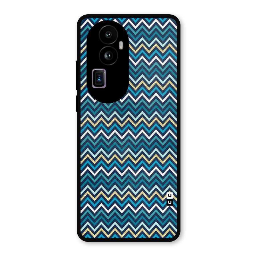 Blue Shades Chevron Pattern Metal Back Case for Oppo Reno10 Pro Plus
