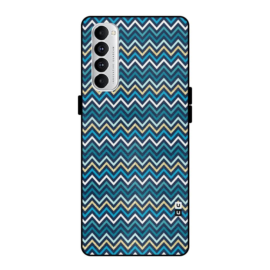 Blue Shades Chevron Pattern Metal Back Case for Oppo Reno4 Pro