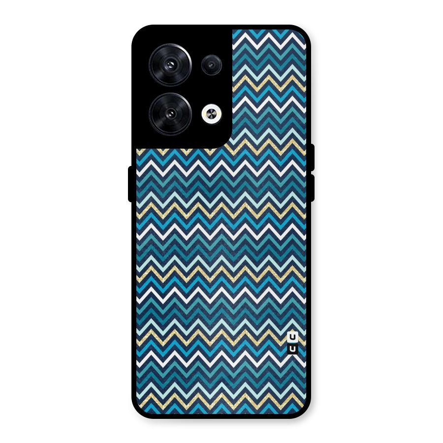 Blue Shades Chevron Pattern Metal Back Case for Oppo Reno8 5G