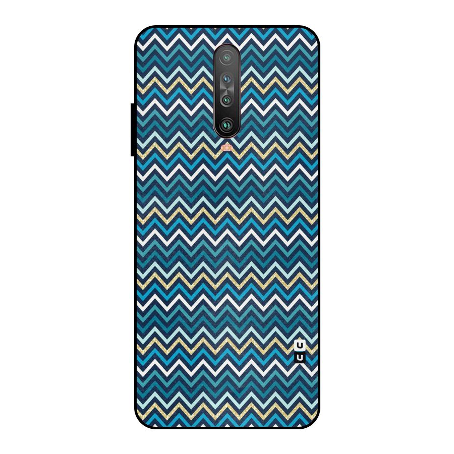 Blue Shades Chevron Pattern Metal Back Case for Poco X2