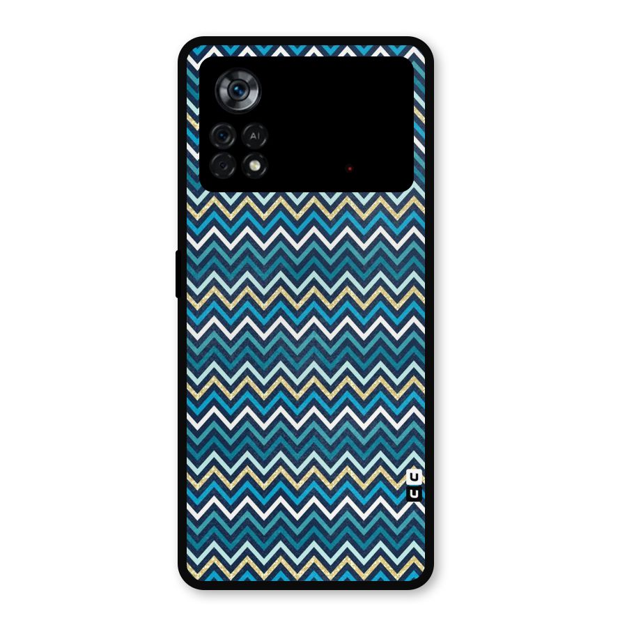 Blue Shades Chevron Pattern Metal Back Case for Poco X4 Pro 5G