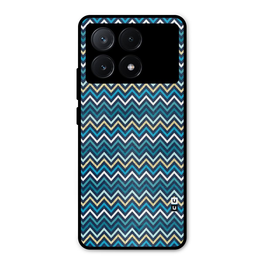 Blue Shades Chevron Pattern Metal Back Case for Poco X6 Pro