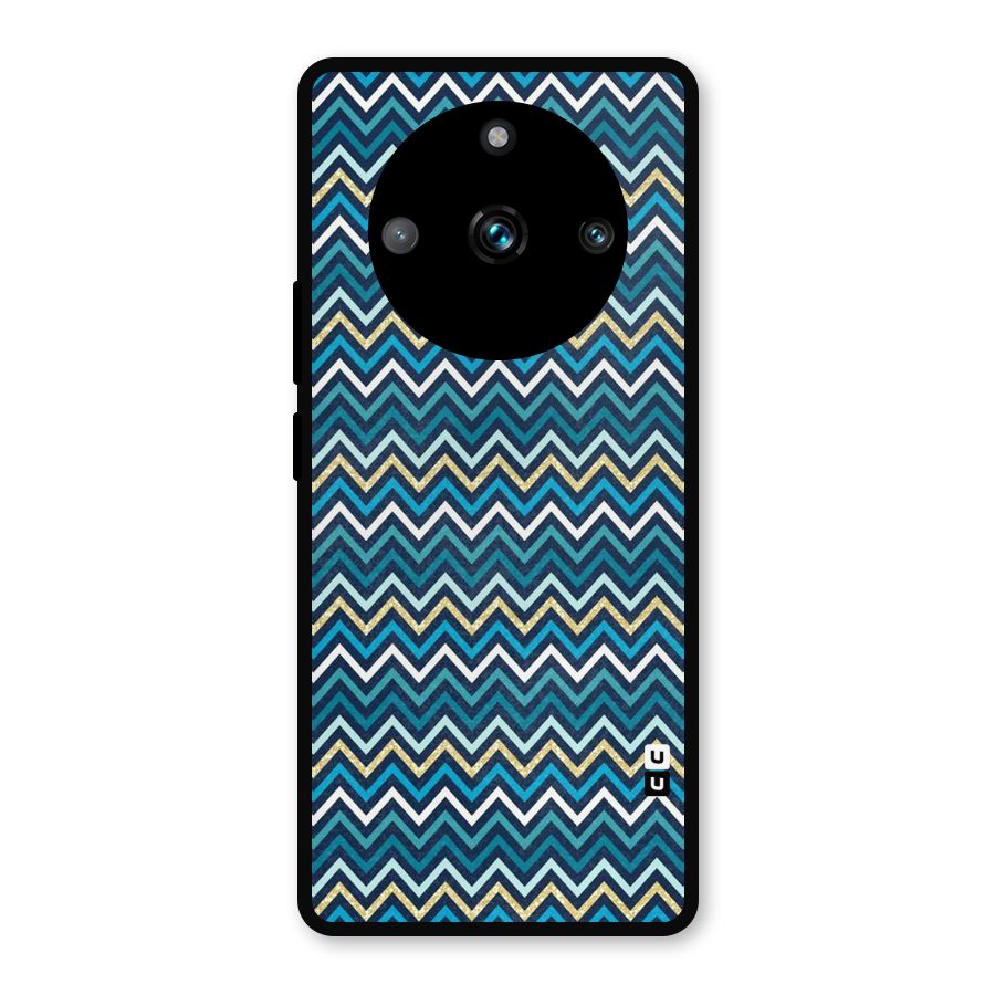 Blue Shades Chevron Pattern Metal Back Case for Realme 11 Pro Plus