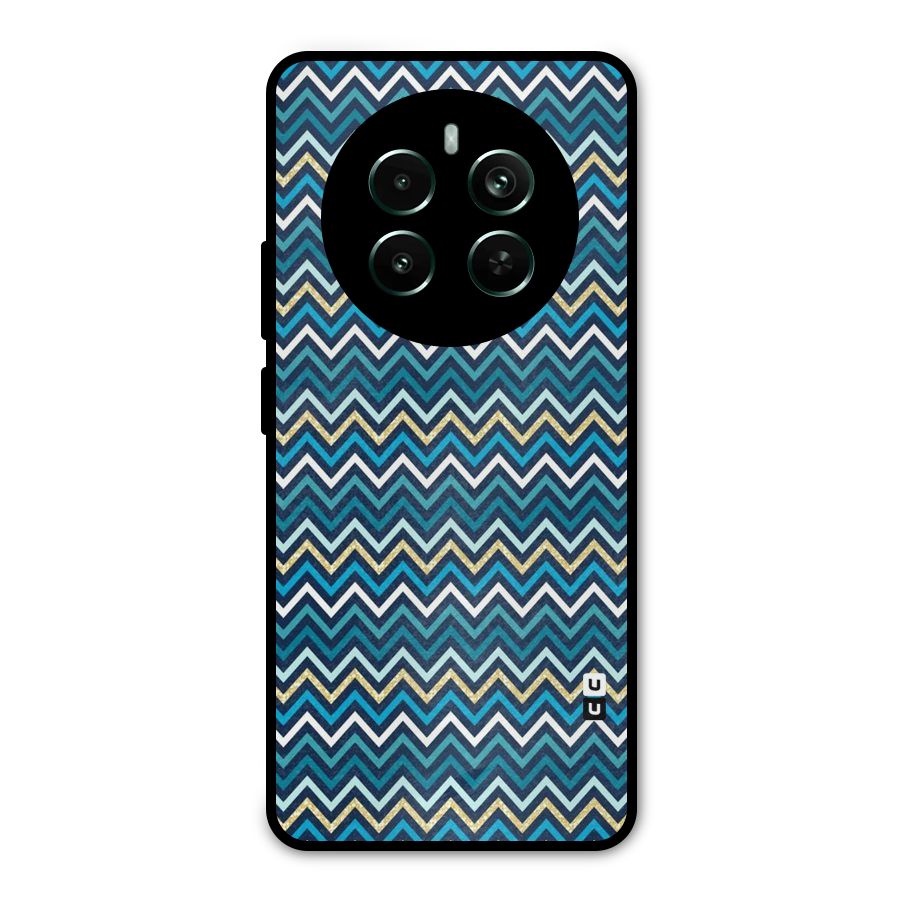Blue Shades Chevron Pattern Metal Back Case for Realme 12 Pro Plus