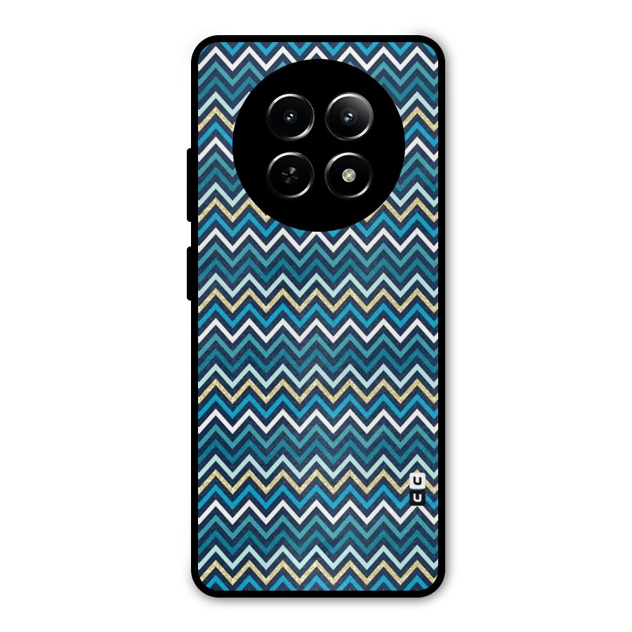 Blue Shades Chevron Pattern Metal Back Case for Realme 12x 5G