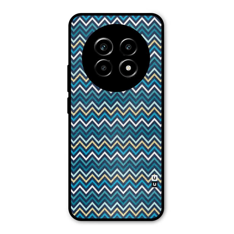 Blue Shades Chevron Pattern Metal Back Case for Realme 13 Pro