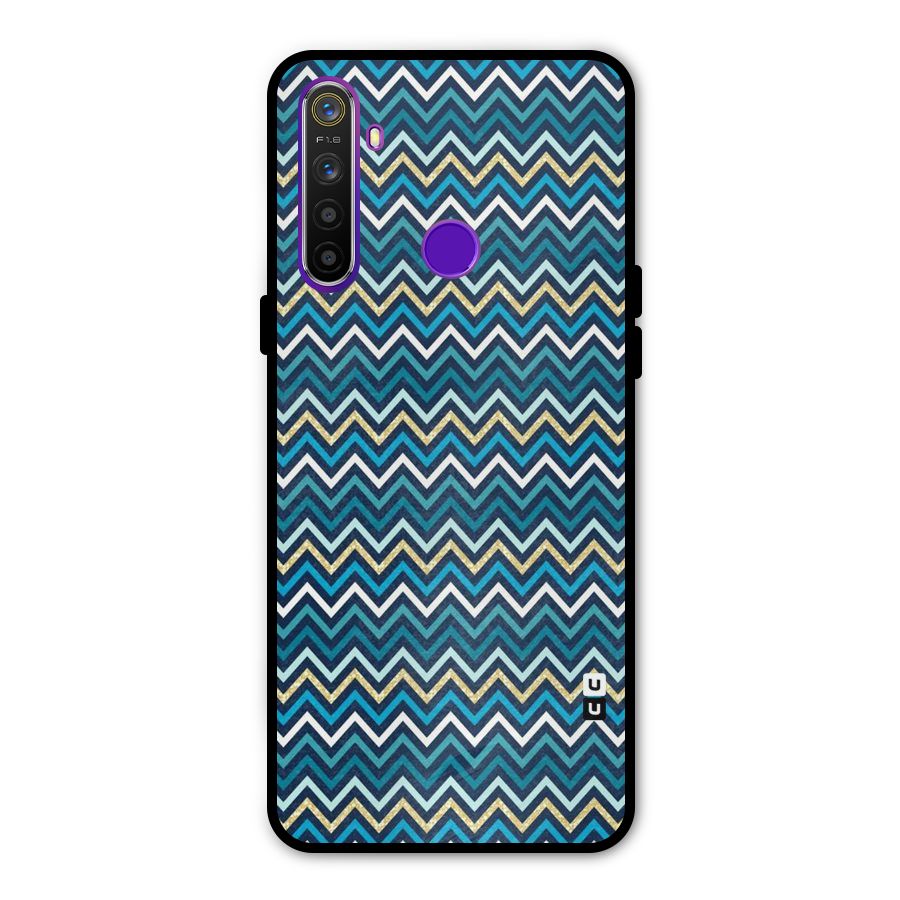 Blue Shades Chevron Pattern Metal Back Case for Realme 5i