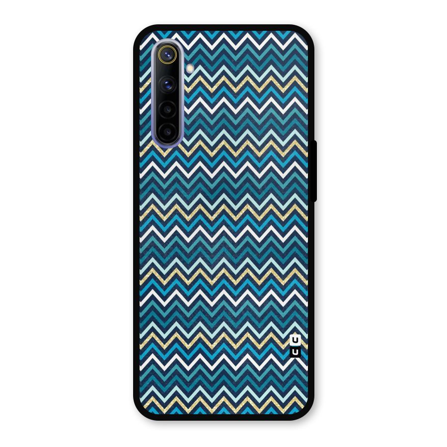 Blue Shades Chevron Pattern Metal Back Case for Realme 6