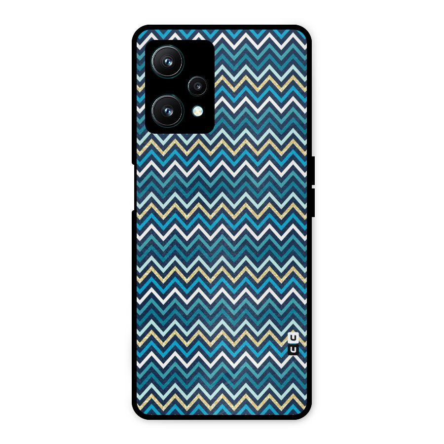Blue Shades Chevron Pattern Metal Back Case for Realme 9 Pro 5G