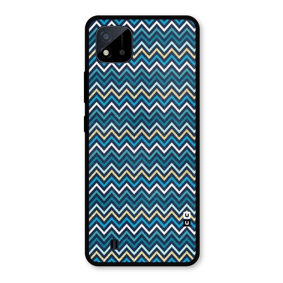 Blue Shades Chevron Pattern Metal Back Case for Realme C11 2021