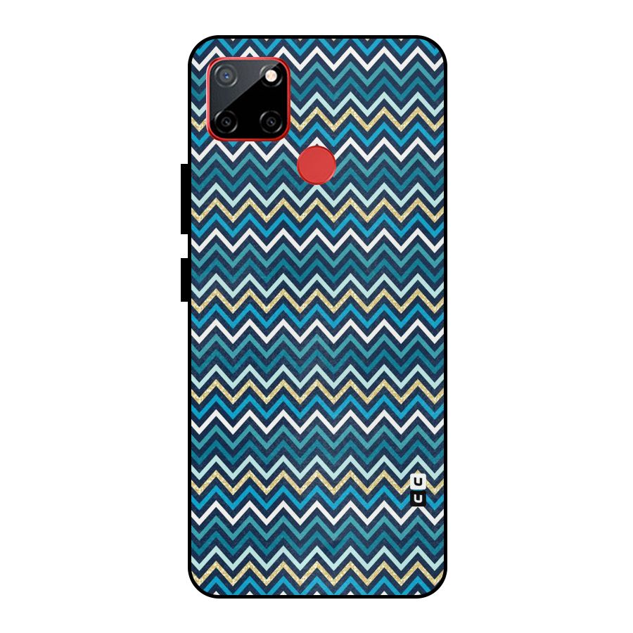 Blue Shades Chevron Pattern Metal Back Case for Realme C12