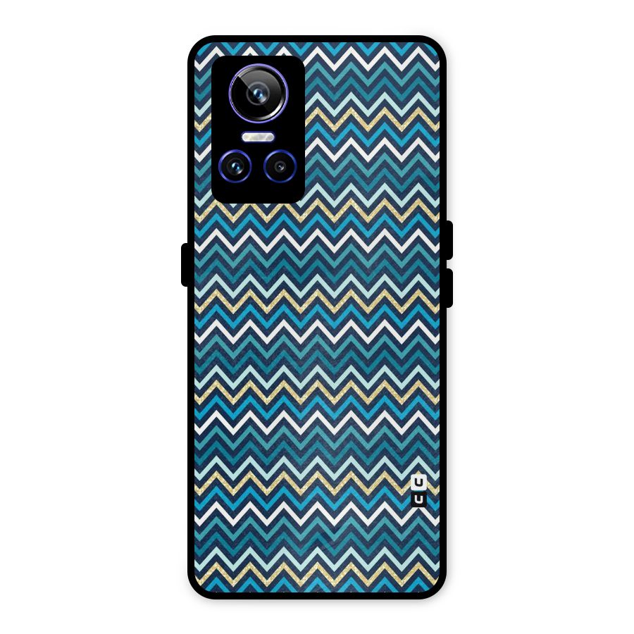 Blue Shades Chevron Pattern Metal Back Case for Realme GT Neo 3