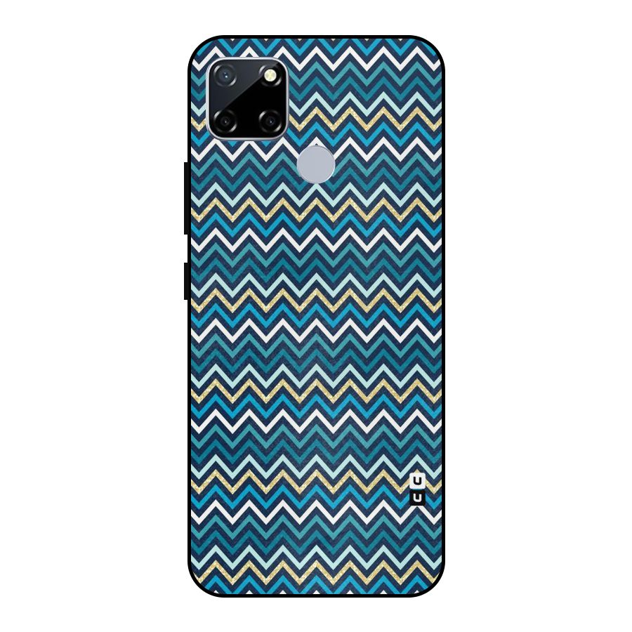 Blue Shades Chevron Pattern Metal Back Case for Realme Narzo 20