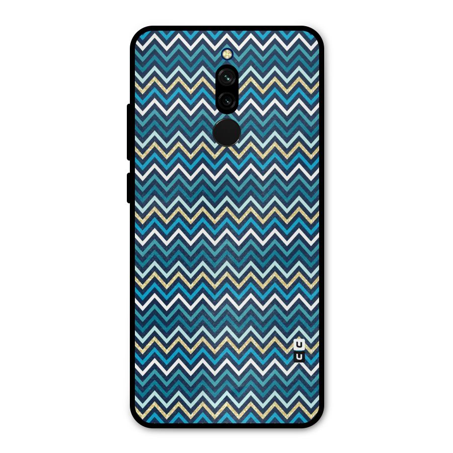 Blue Shades Chevron Pattern Metal Back Case for Redmi 8