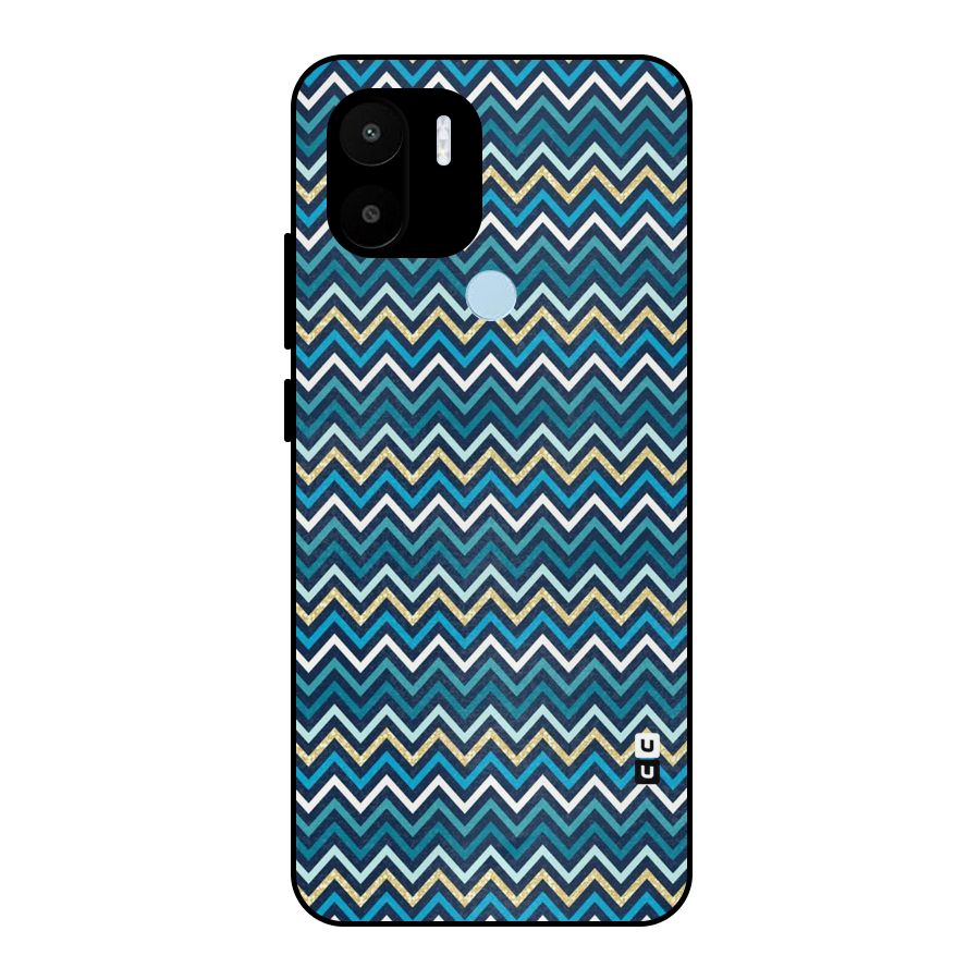 Blue Shades Chevron Pattern Metal Back Case for Redmi A1+