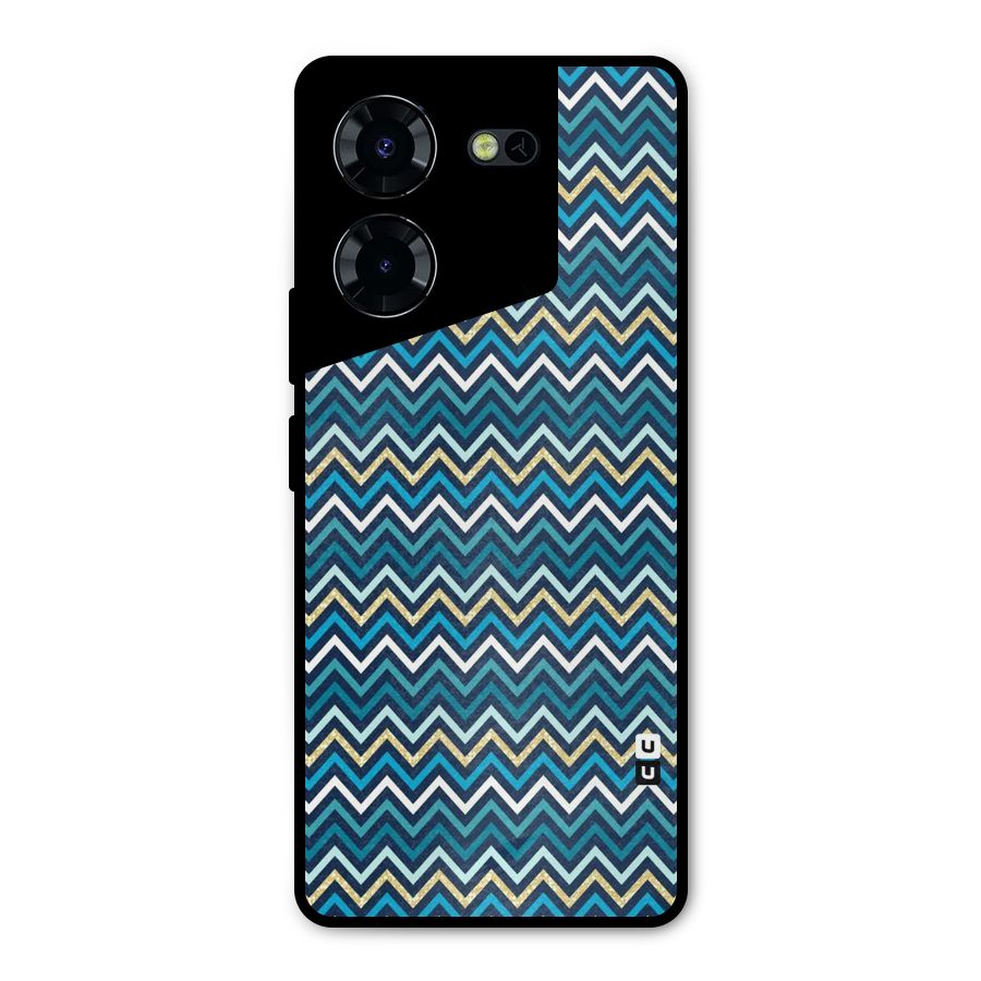 Blue Shades Chevron Pattern Metal Back Case for Tecno Pova 5 Pro 5G