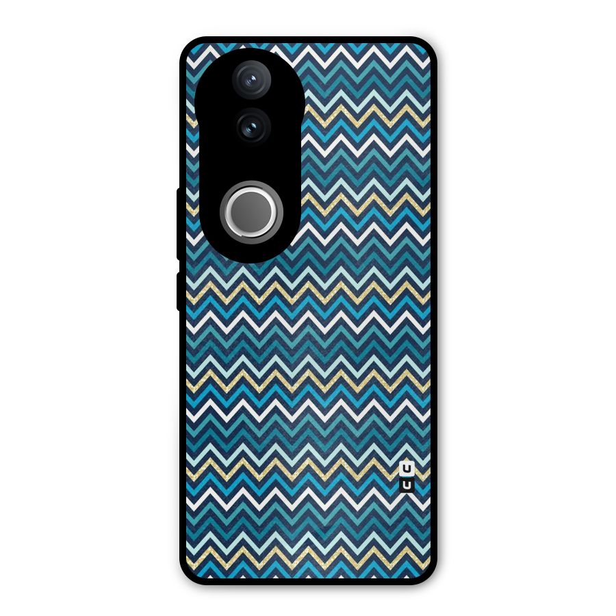 Blue Shades Chevron Pattern Metal Back Case for Vivo V50
