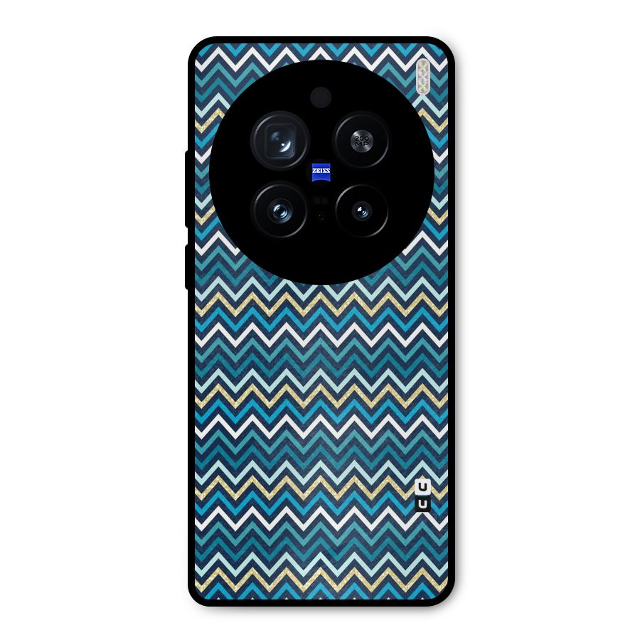 Blue Shades Chevron Pattern Metal Back Case for Vivo X200 Pro