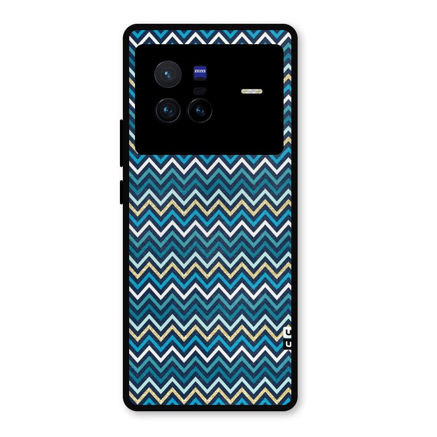 Blue Shades Chevron Pattern Metal Back Case for Vivo X80