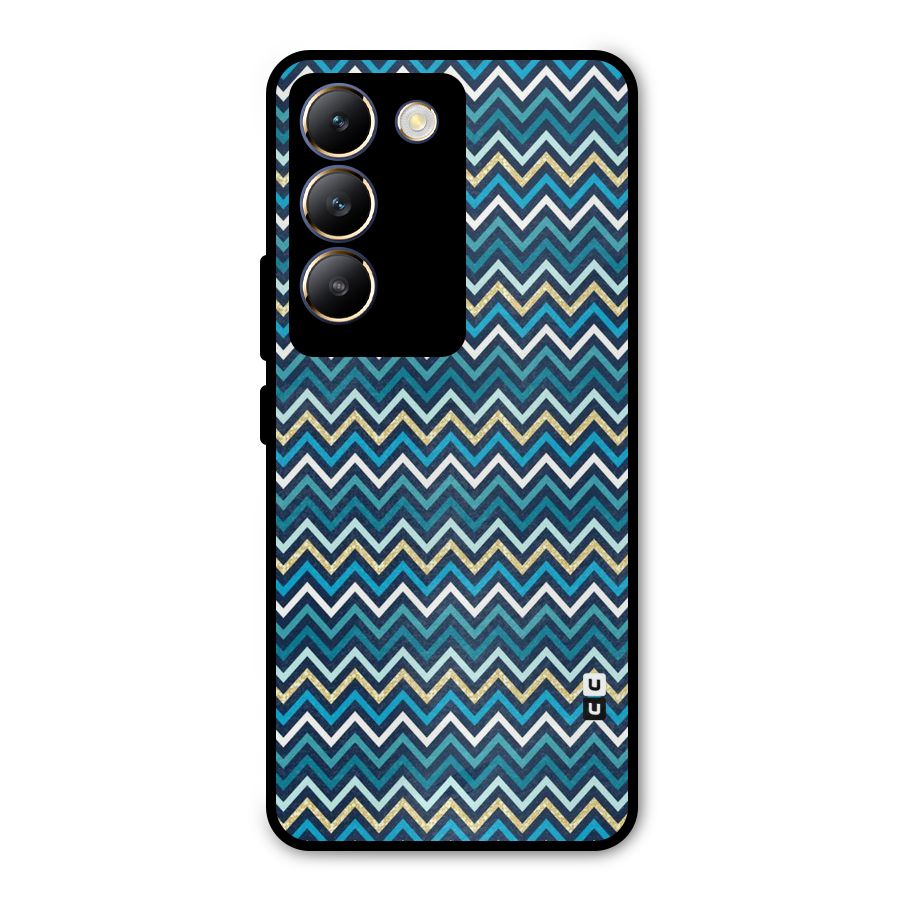 Blue Shades Chevron Pattern Metal Back Case for Vivo Y200e