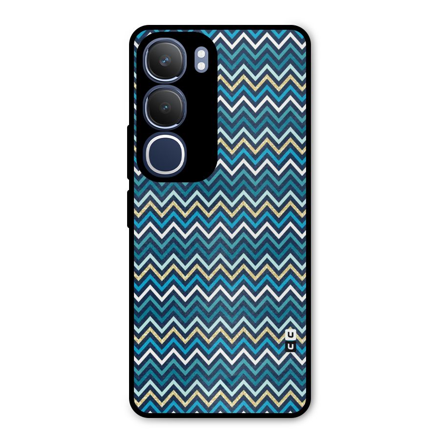 Blue Shades Chevron Pattern Metal Back Case for Vivo Y29