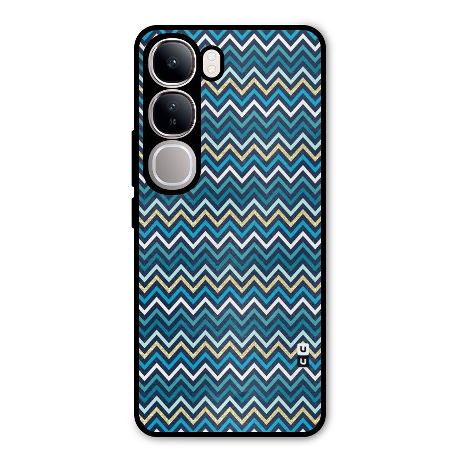 Blue Shades Chevron Pattern Metal Back Case for Vivo Y300