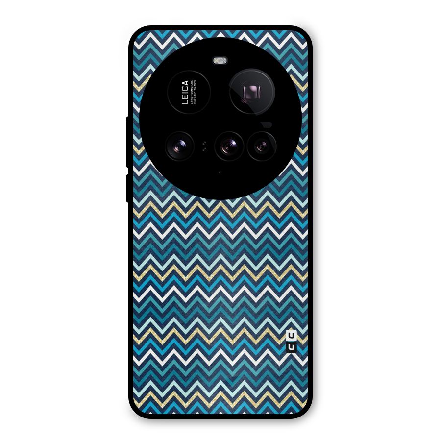 Blue Shades Chevron Pattern Metal Back Case for Xiaomi 15 Ultra