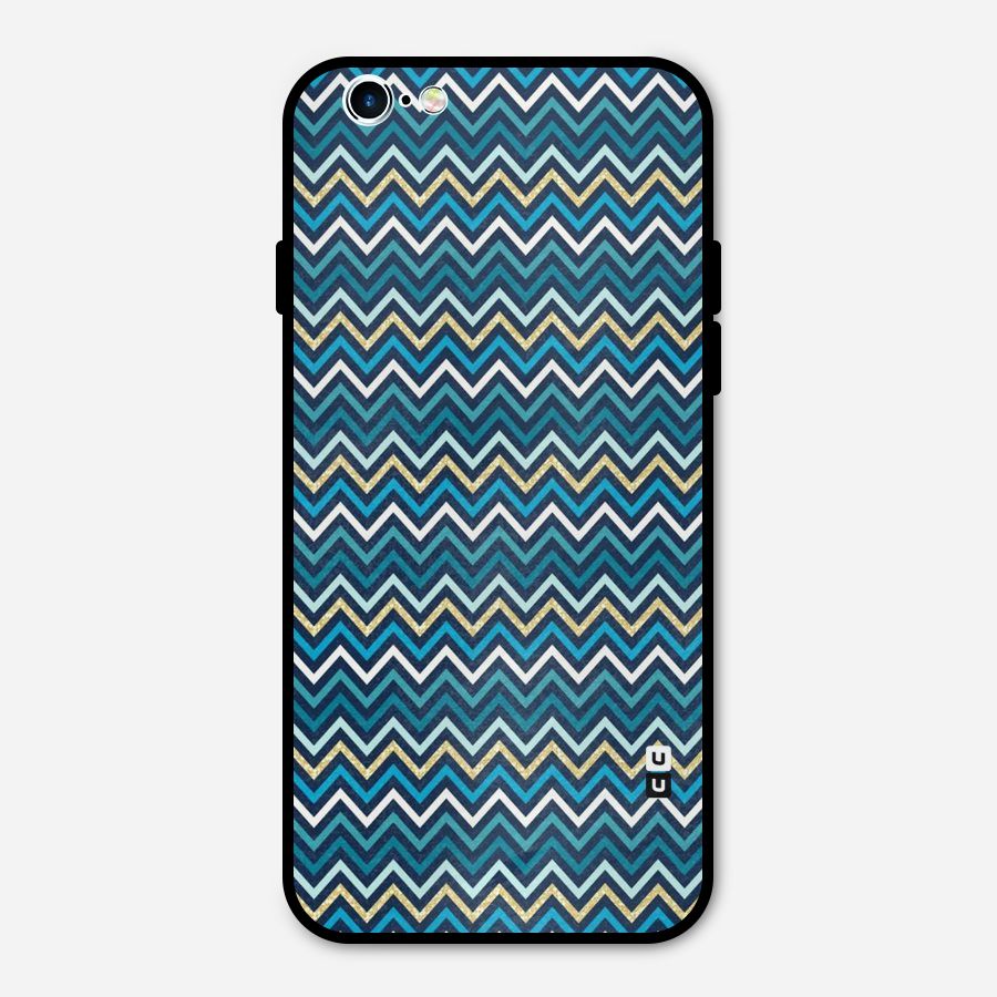 Blue Shades Chevron Pattern Metal Back Case for iPhone 6 6s