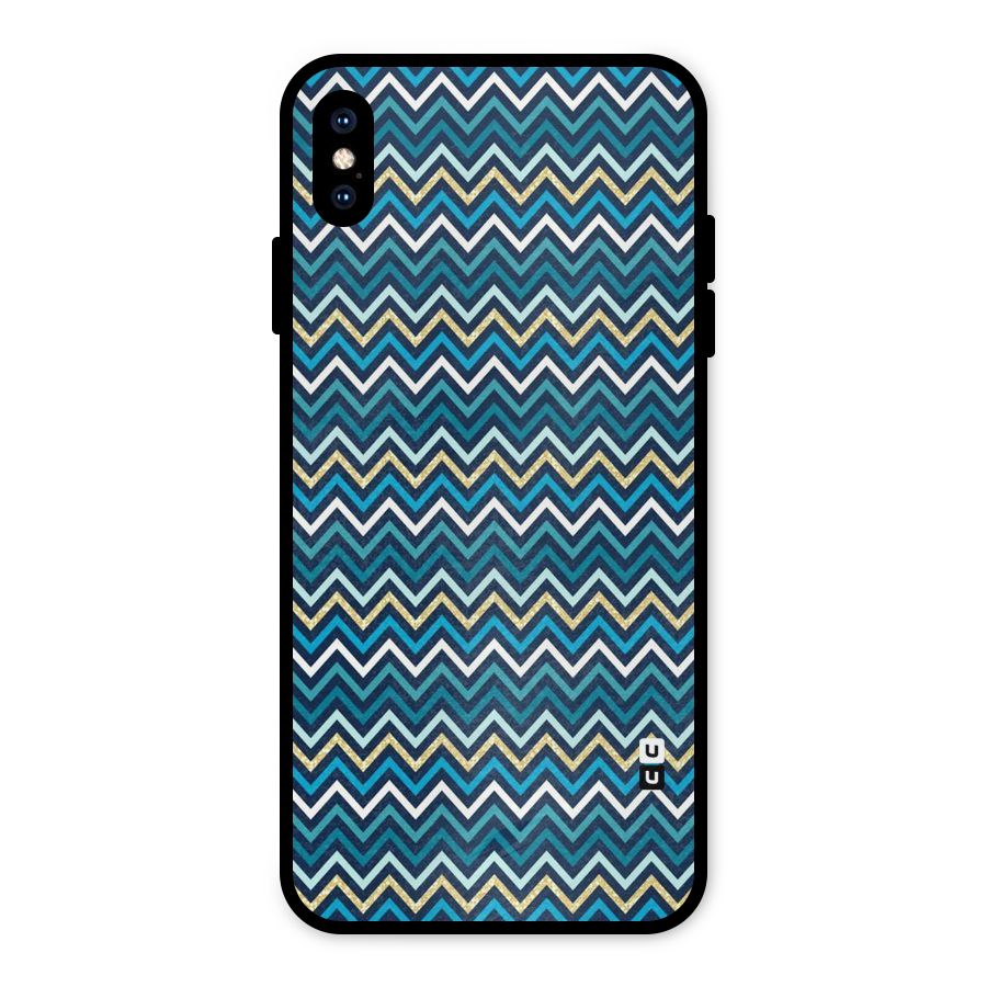 Blue Shades Chevron Pattern Metal Back Case for iPhone XS Max