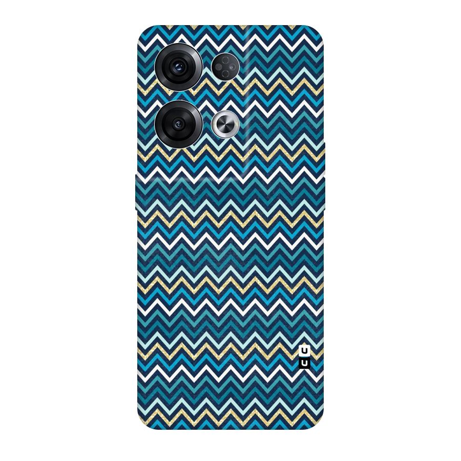 Blue Shades Chevron Pattern Original Polycarbonate Back Case for Oppo Reno8 Pro 5G