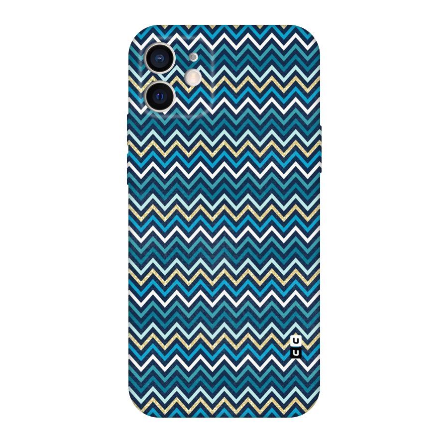 Blue Shades Chevron Pattern Original Polycarbonate Back Case for iPhone 12