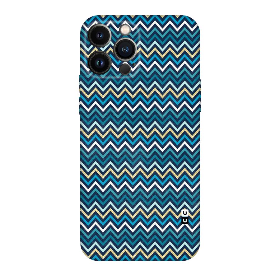 Blue Shades Chevron Pattern Original Polycarbonate Back Case for iPhone 13 Pro Max