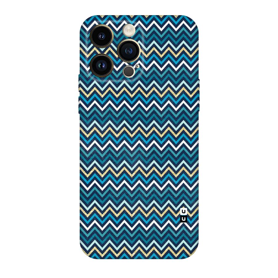 Blue Shades Chevron Pattern Original Polycarbonate Back Case for iPhone 14 Pro Max