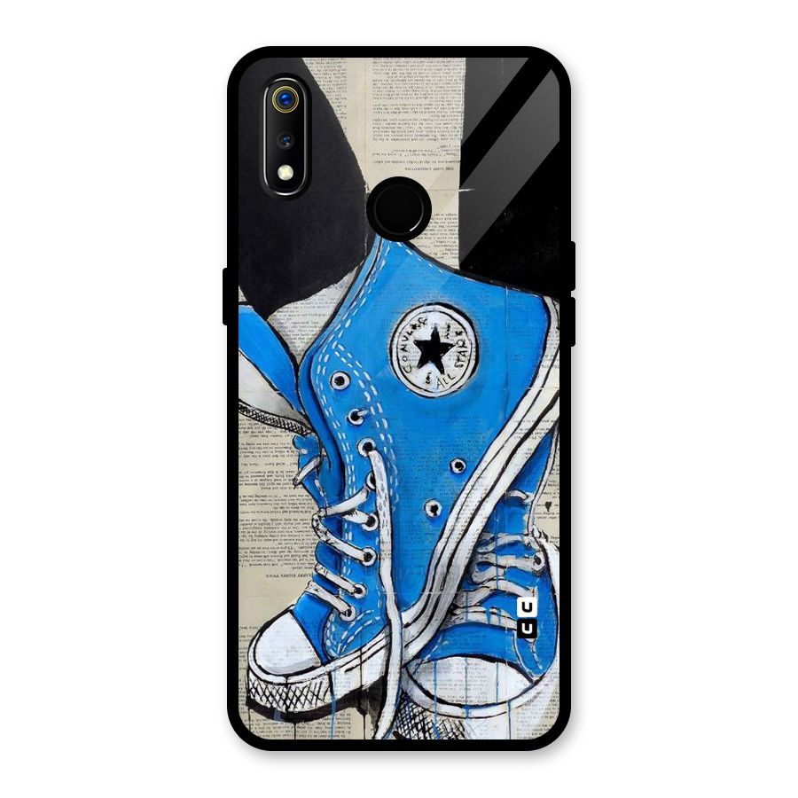 Blue Shoes Glass Back Case for Realme 3i