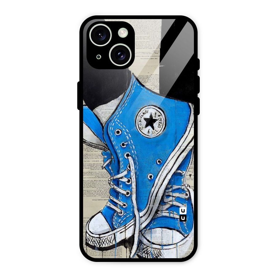 Blue Shoes Glass Back Case for iPhone 15 Plus