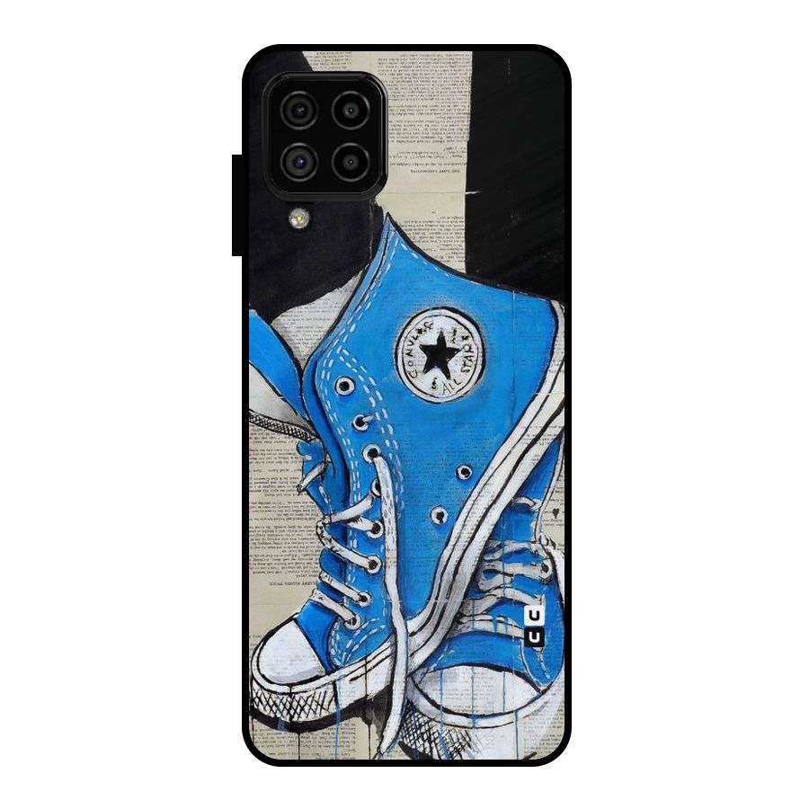 Blue Shoes Metal Back Case for Galaxy A22 4G