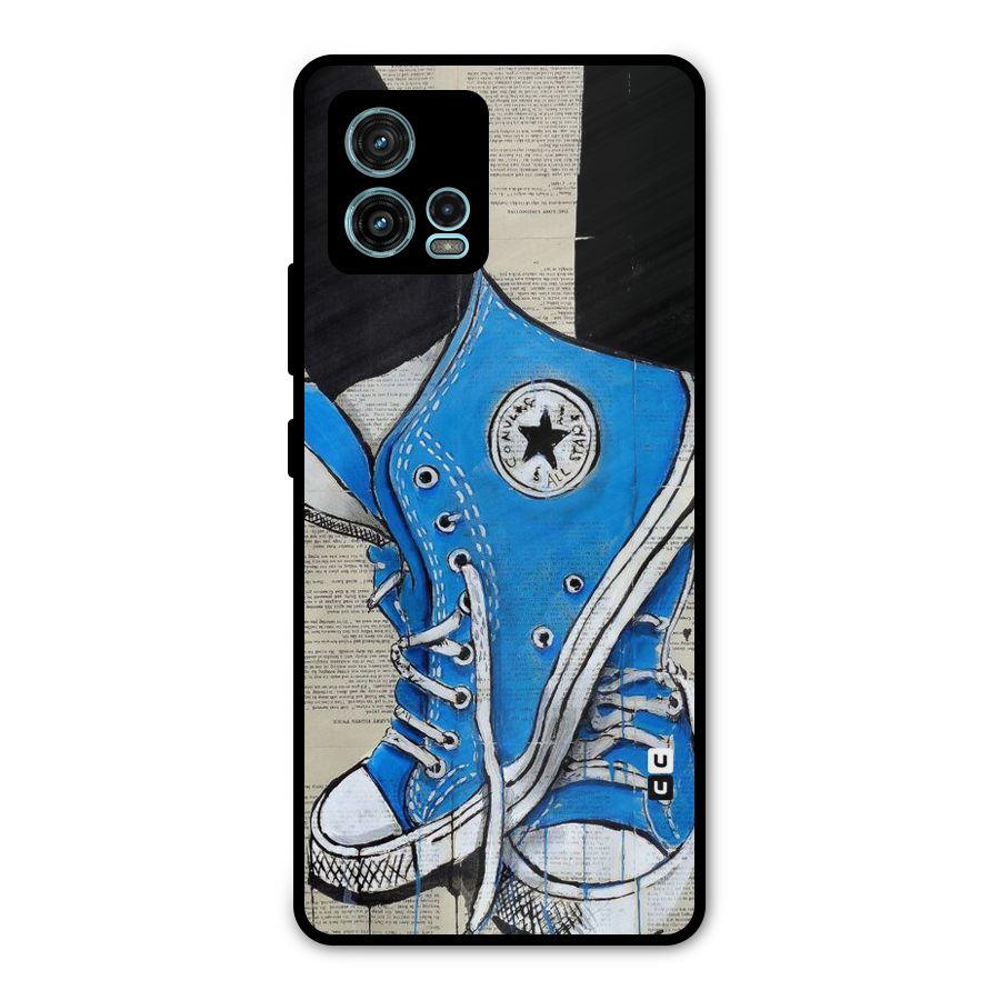 Blue Shoes Metal Back Case for Moto G72