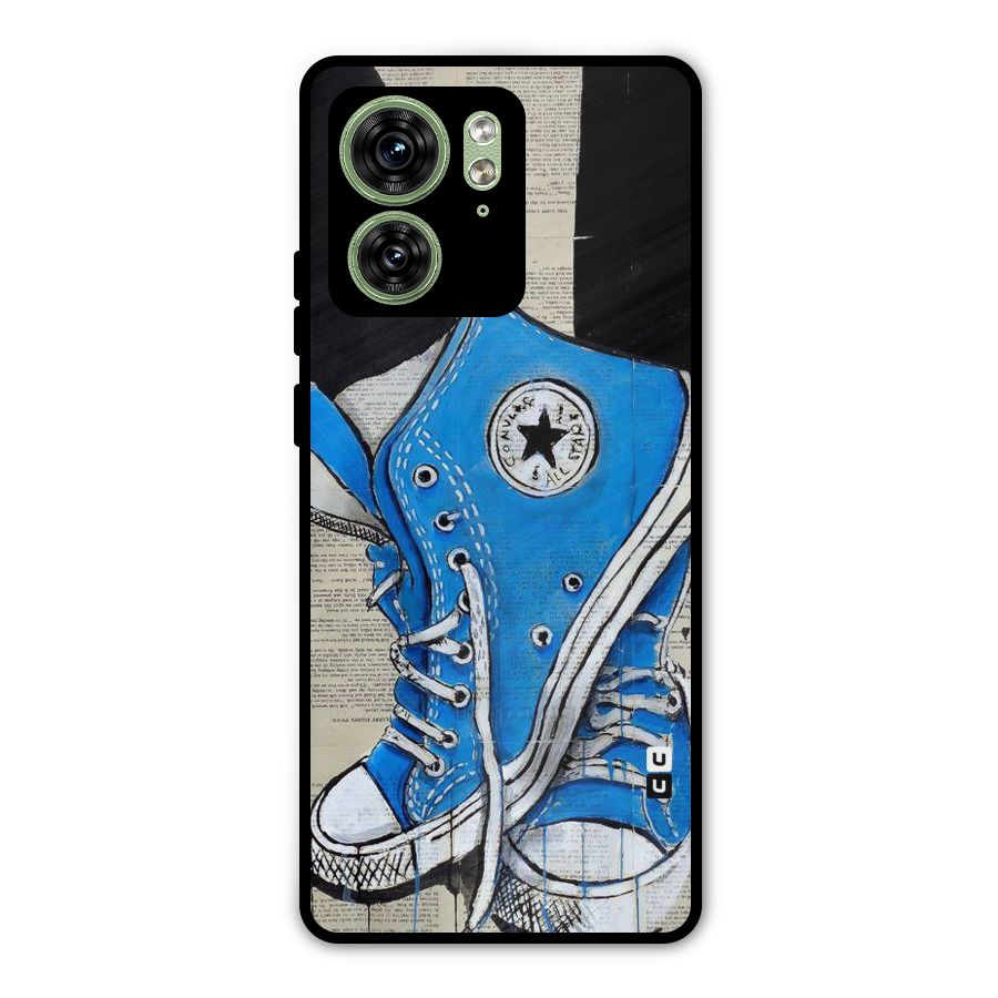 Blue Shoes Metal Back Case for Motorola Edge 40 5G