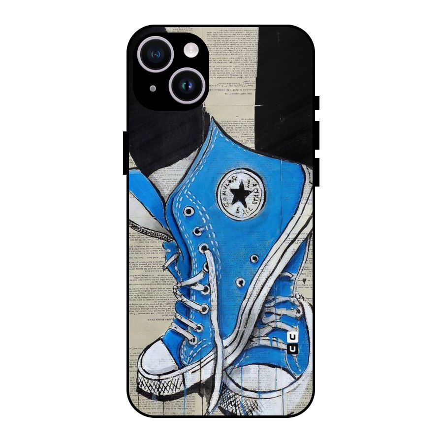 Blue Shoes Metal Back Case for iPhone 14 Plus