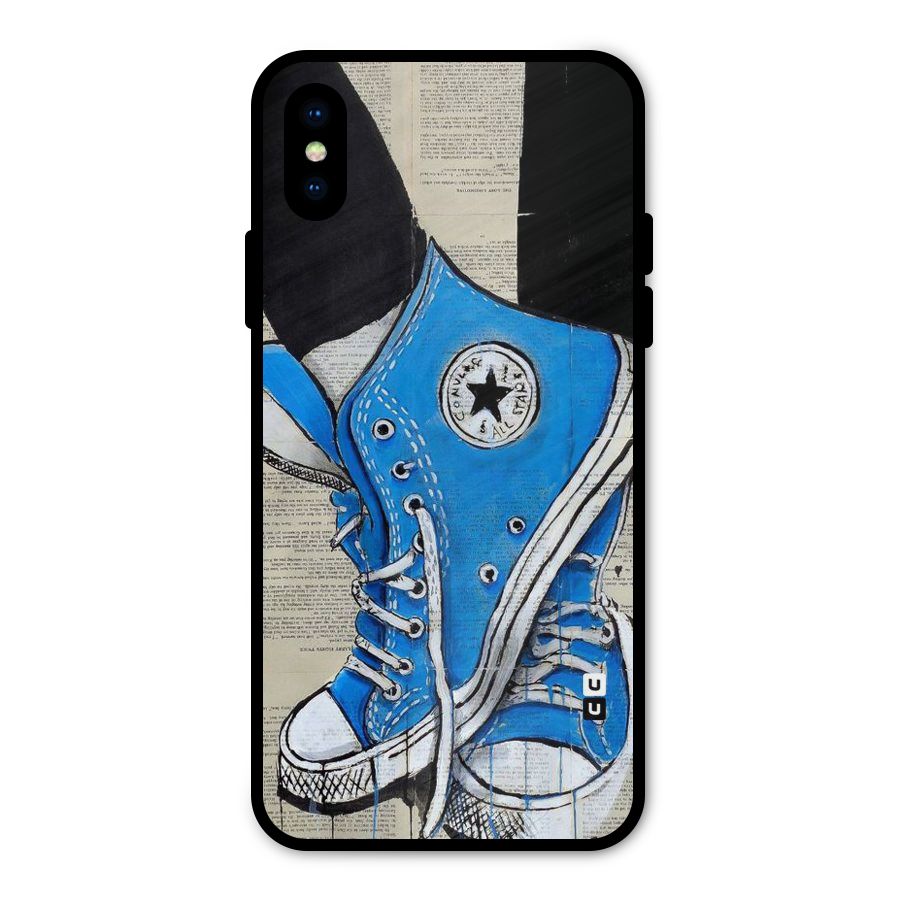 Blue Shoes Metal Back Case for iPhone XS