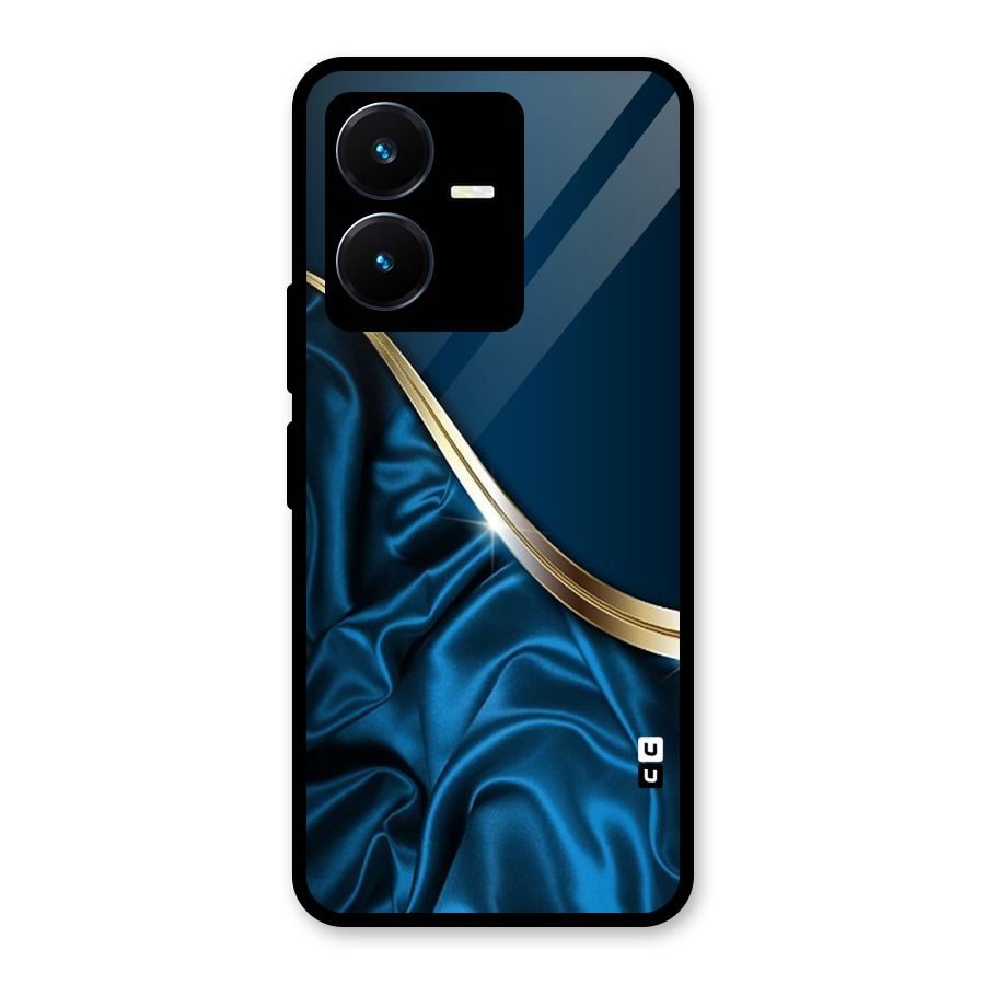 Blue Smooth Flow Glass Back Case for Vivo Y22s