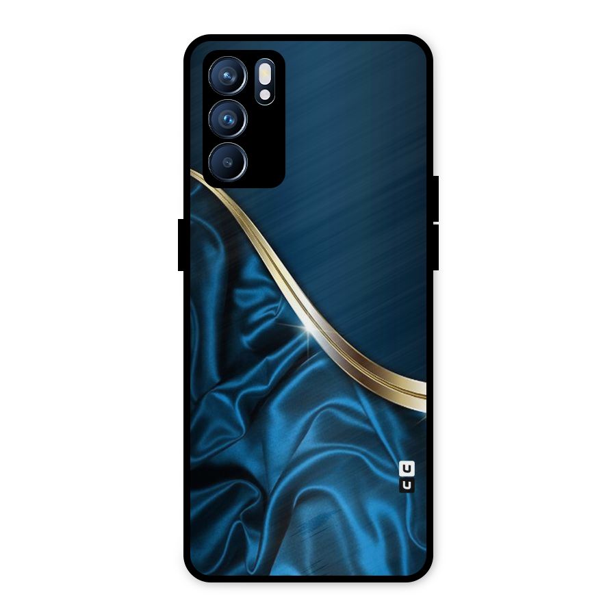 Blue Smooth Flow Metal Back Case for Oppo Reno6 5G