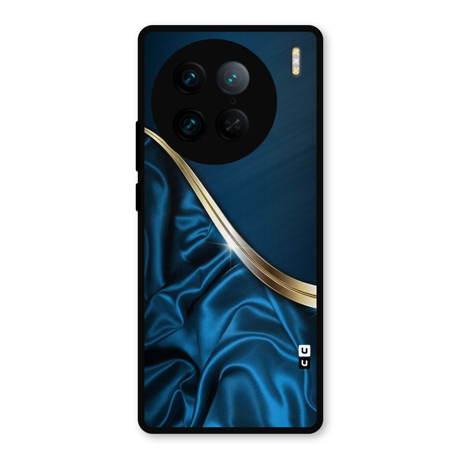 Blue Smooth Flow Metal Back Case for Vivo X90 Pro