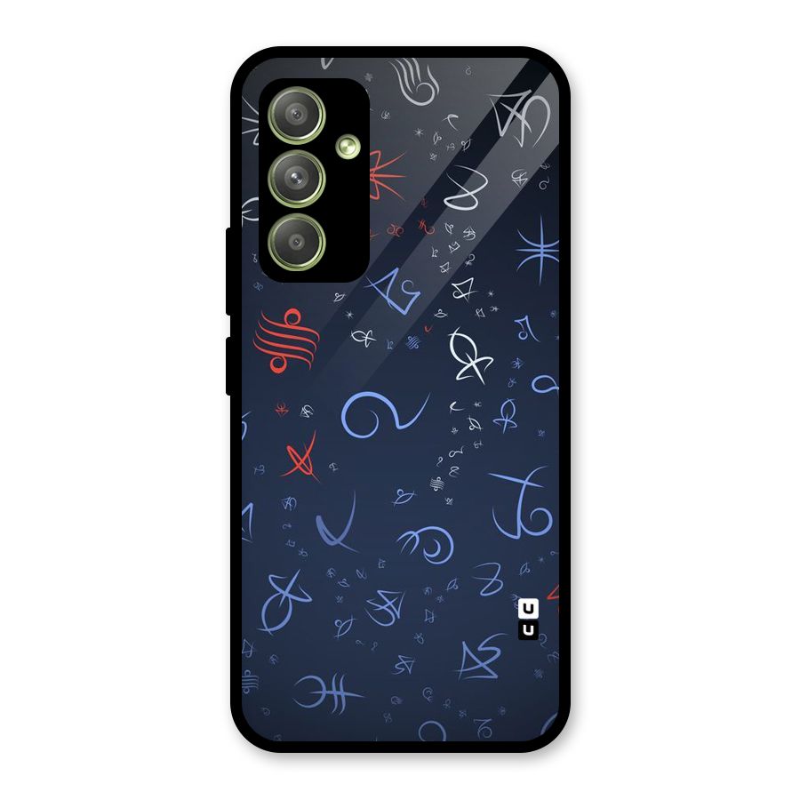 Blue Symbols Glass Back Case for Galaxy A54