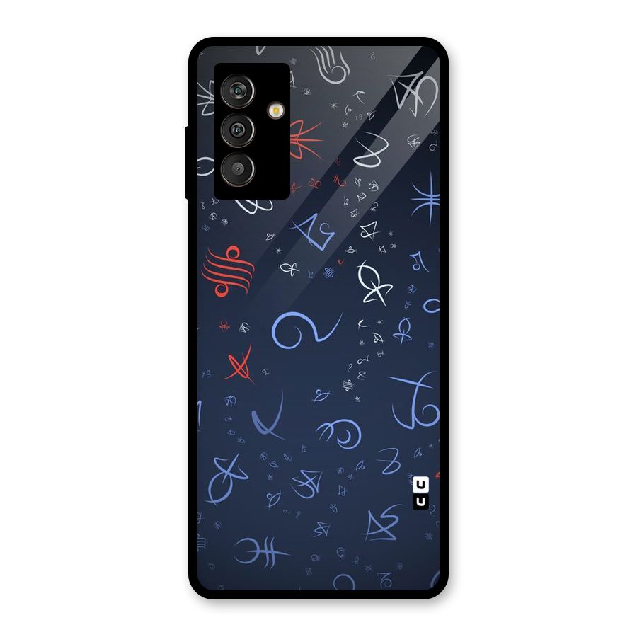 Blue Symbols Glass Back Case for Galaxy M13