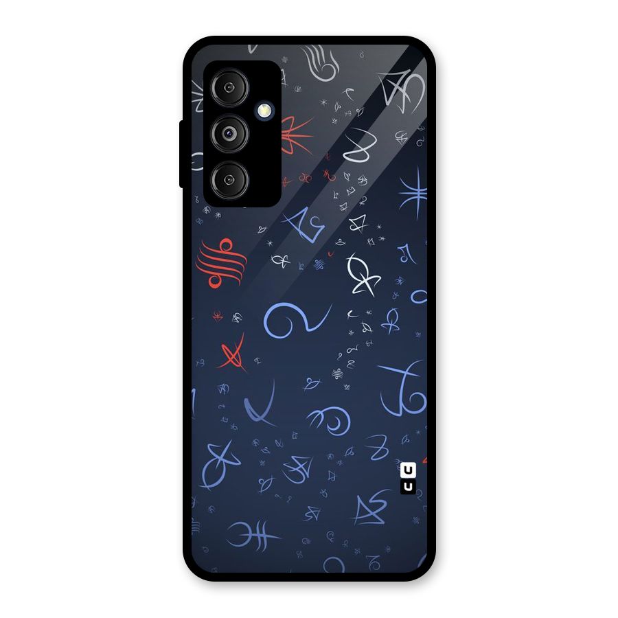 Blue Symbols Glass Back Case for Galaxy M14 5G