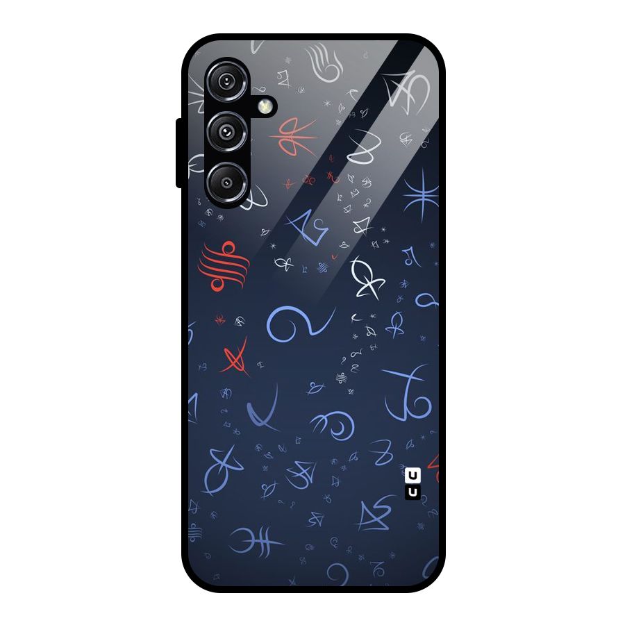 Blue Symbols Glass Back Case for Galaxy M34 5G
